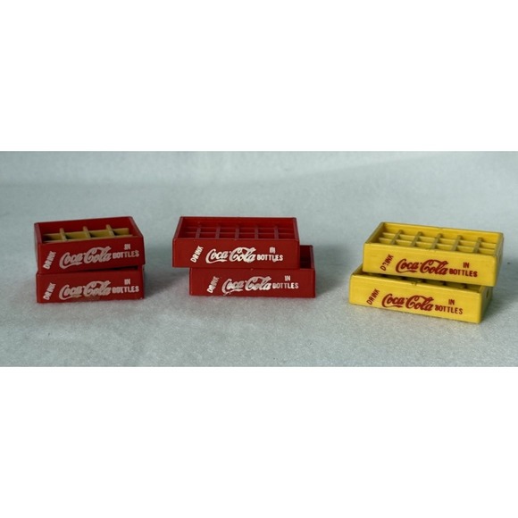Coca-Cola Other - Lot of 6 Mini Coca Cola Crates Red Yellow Plastic Bottle Case Vintage trinkets